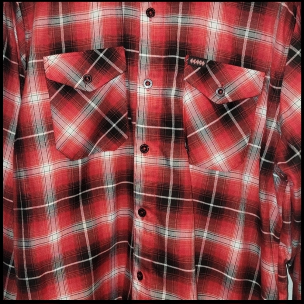 DIXXON KLOCK Red and Black Plaid Flannel